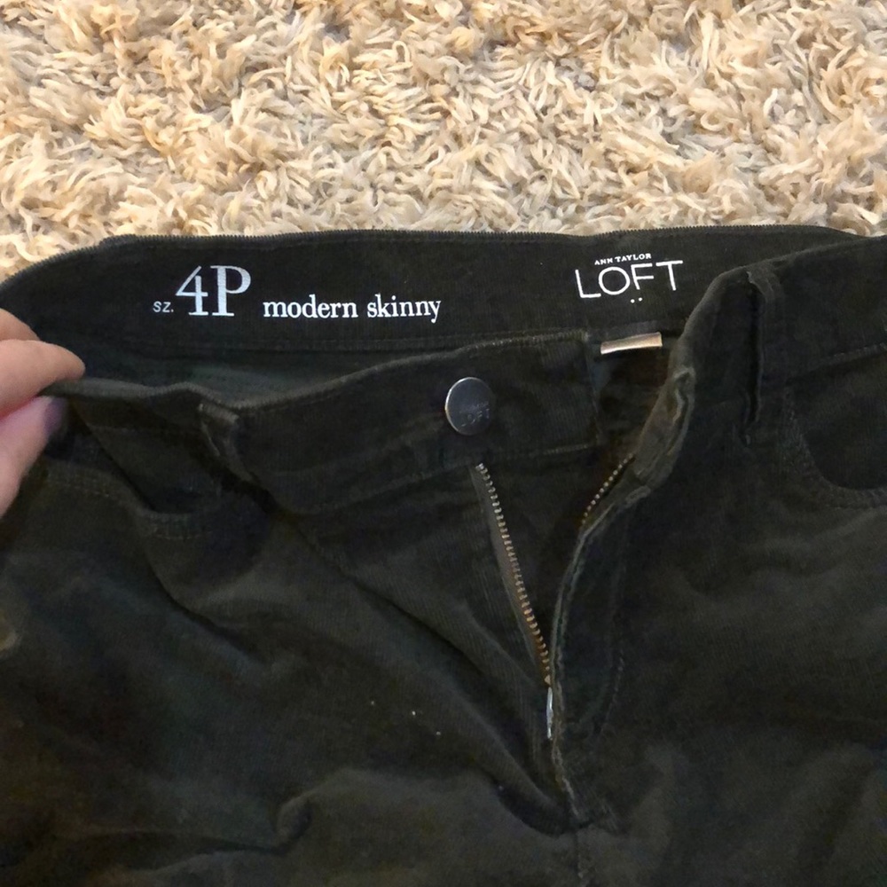 Ann Taylor Loft Green Corduroy Petite Pants